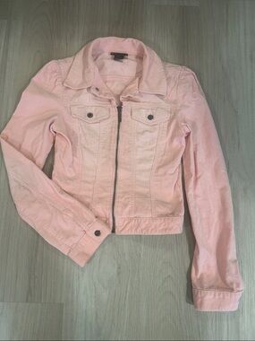 Diesel Pink Cropped Zip Jean Jacket